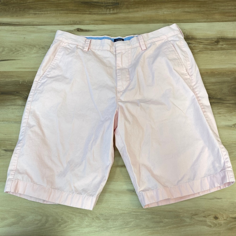 J.Crew Chino Shorts Mens 34 Rivington Pink Cotton Light Pink Preppy 11"